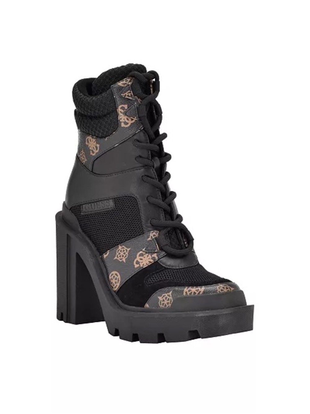 GUESS Women's Tadbit Logo Lug Sole Fashion Lace-up Booties